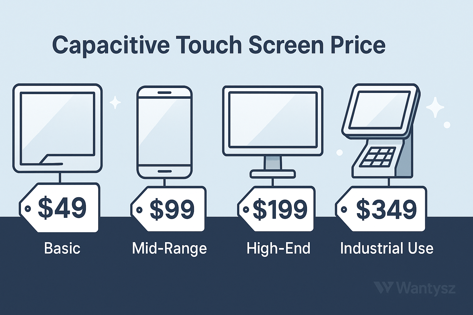 Chart comparing prices of various capacitive touch screens